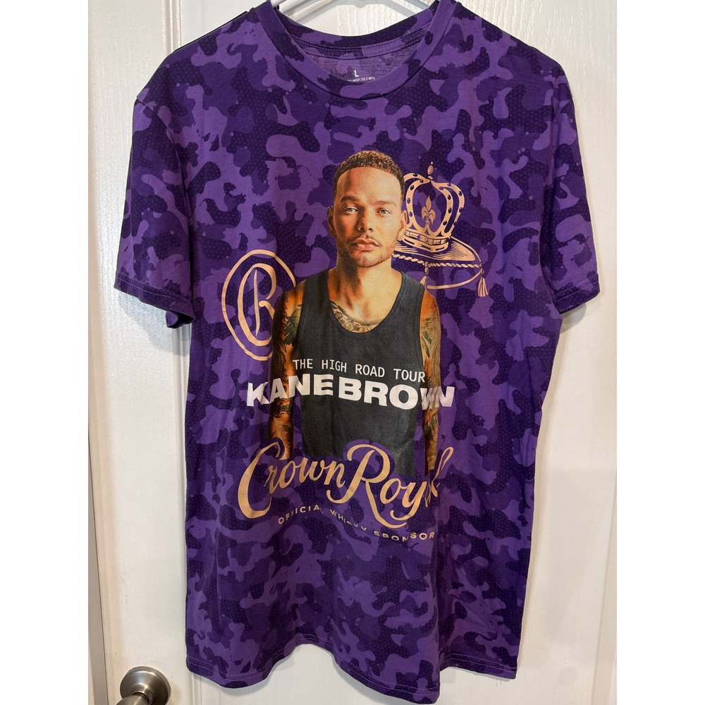 Kane Brown The High Road Tour Purple Camo Crown Royal Concert T-Shirt Large